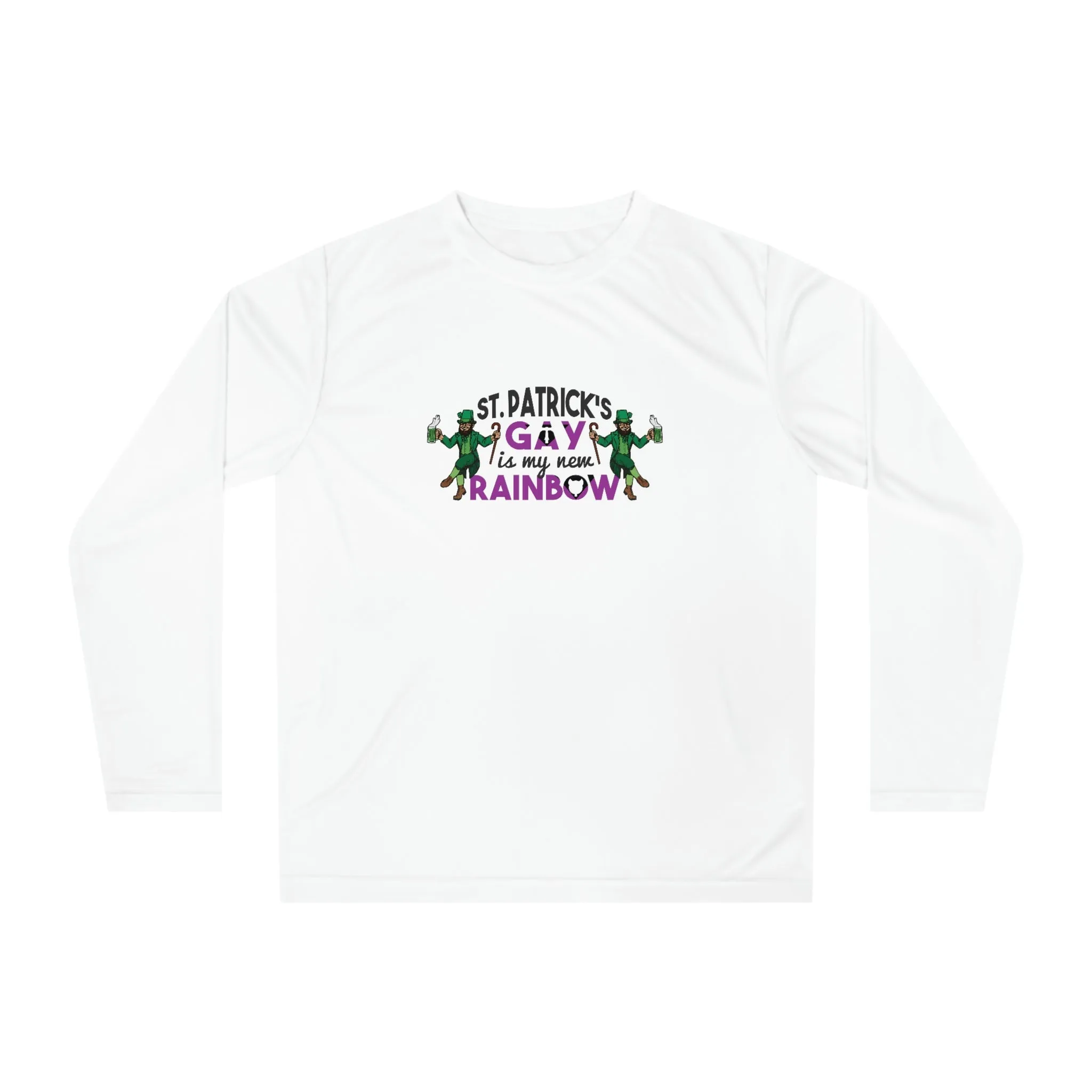 Labrys Lesbian Flag Unisex Performance Long Sleeve Shirt - Saint Patrick's Gay is My New Rainbow