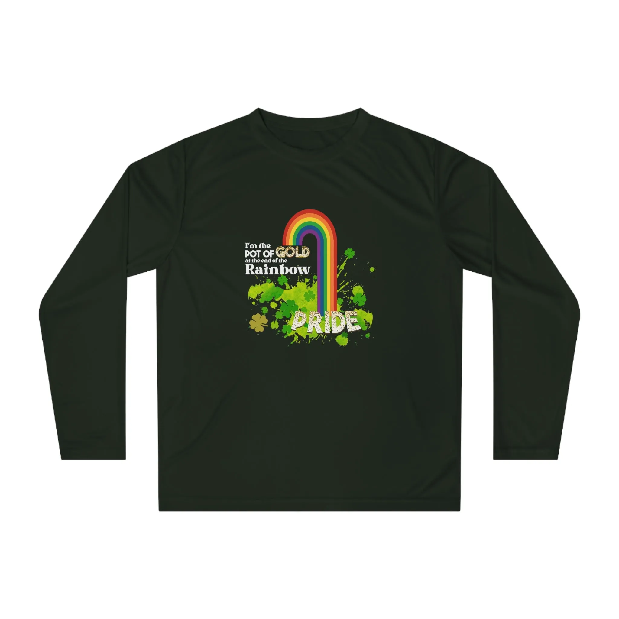 LGBTQ Flag Unisex Performance Long Sleeve Shirt - Pot of Gold at the End of My Rainbow