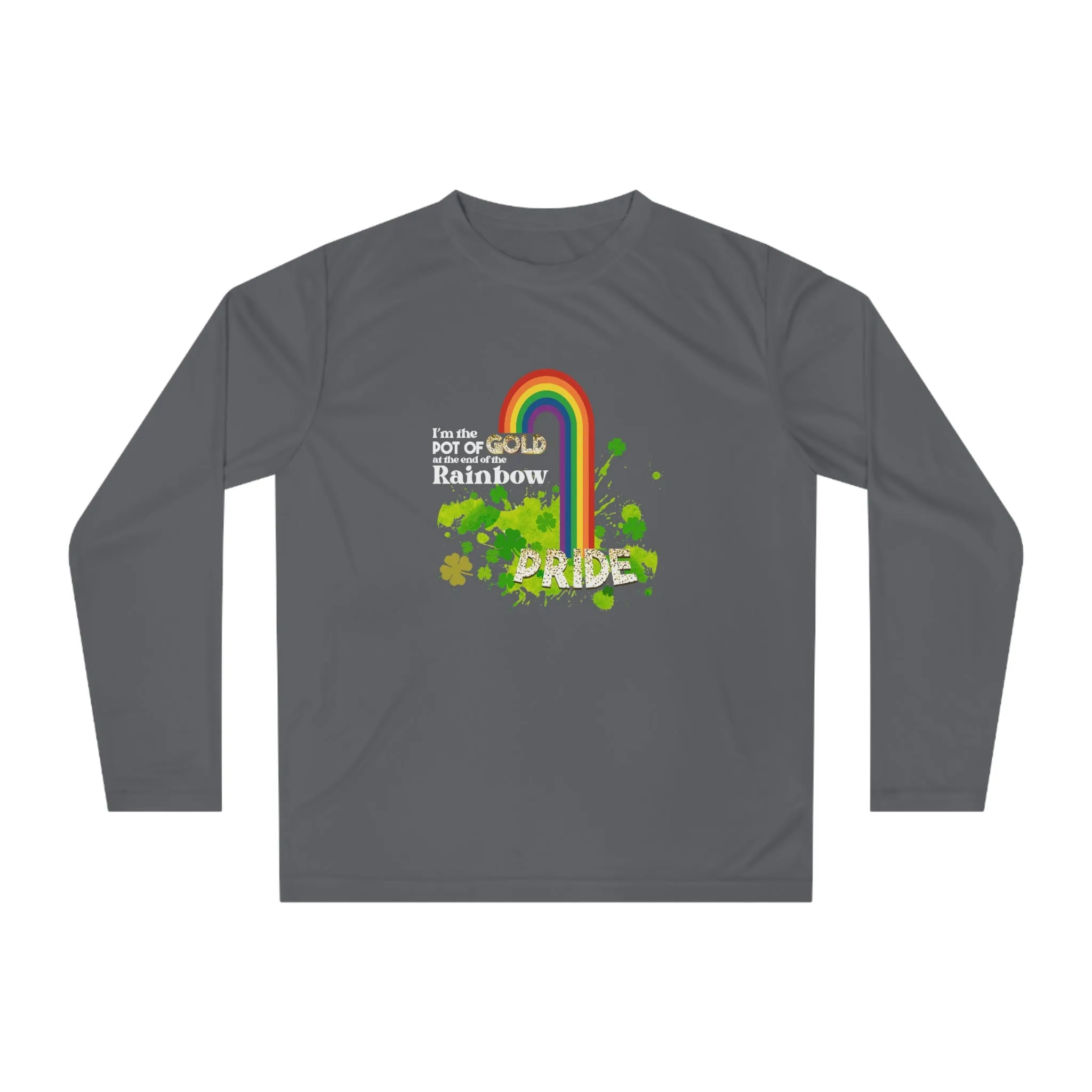 LGBTQ Flag Unisex Performance Long Sleeve Shirt - Pot of Gold at the End of My Rainbow