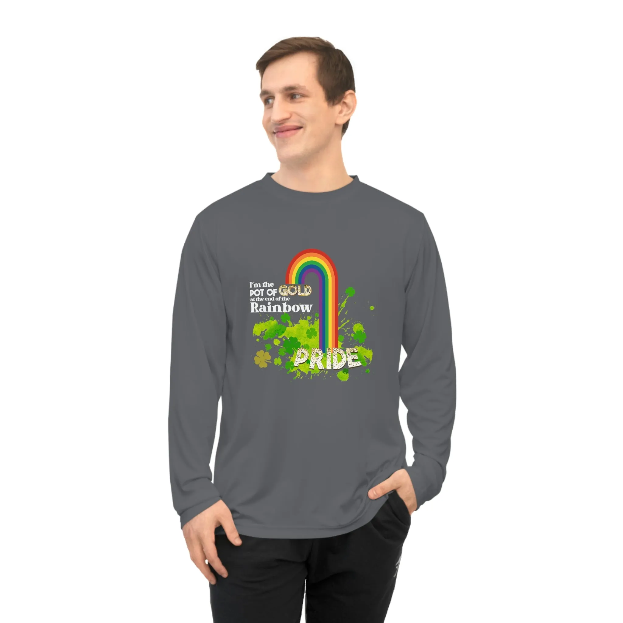 LGBTQ Flag Unisex Performance Long Sleeve Shirt - Pot of Gold at the End of My Rainbow