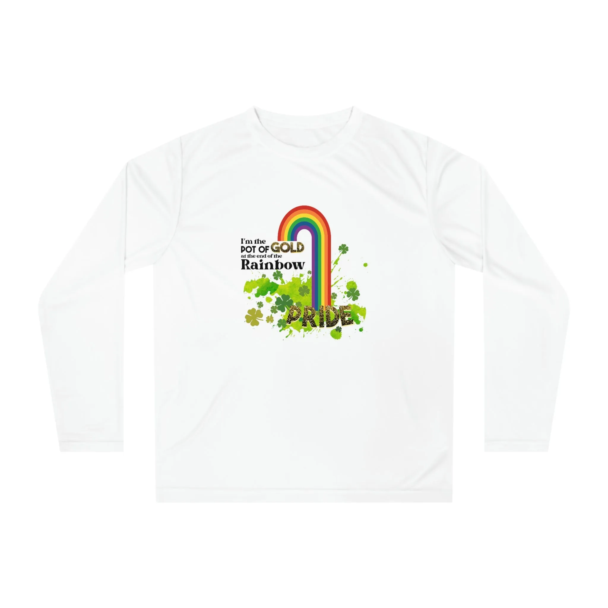 LGBTQ Flag Unisex Performance Long Sleeve Shirt - Pot of Gold at the End of My Rainbow