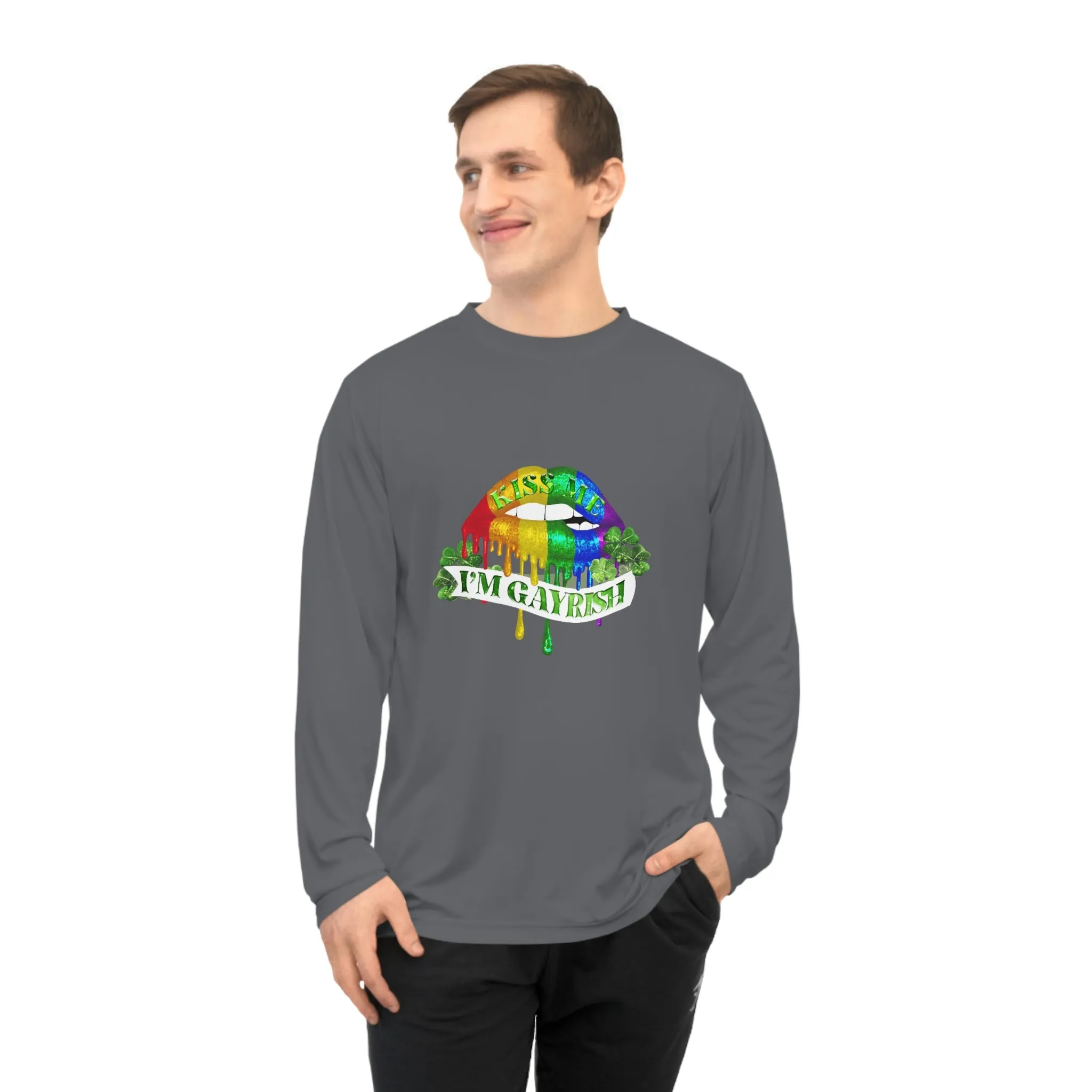 LGBTQ Pride Flag Unisex Performance Long Sleeve Shirt - Kiss Me I'm Gayrish