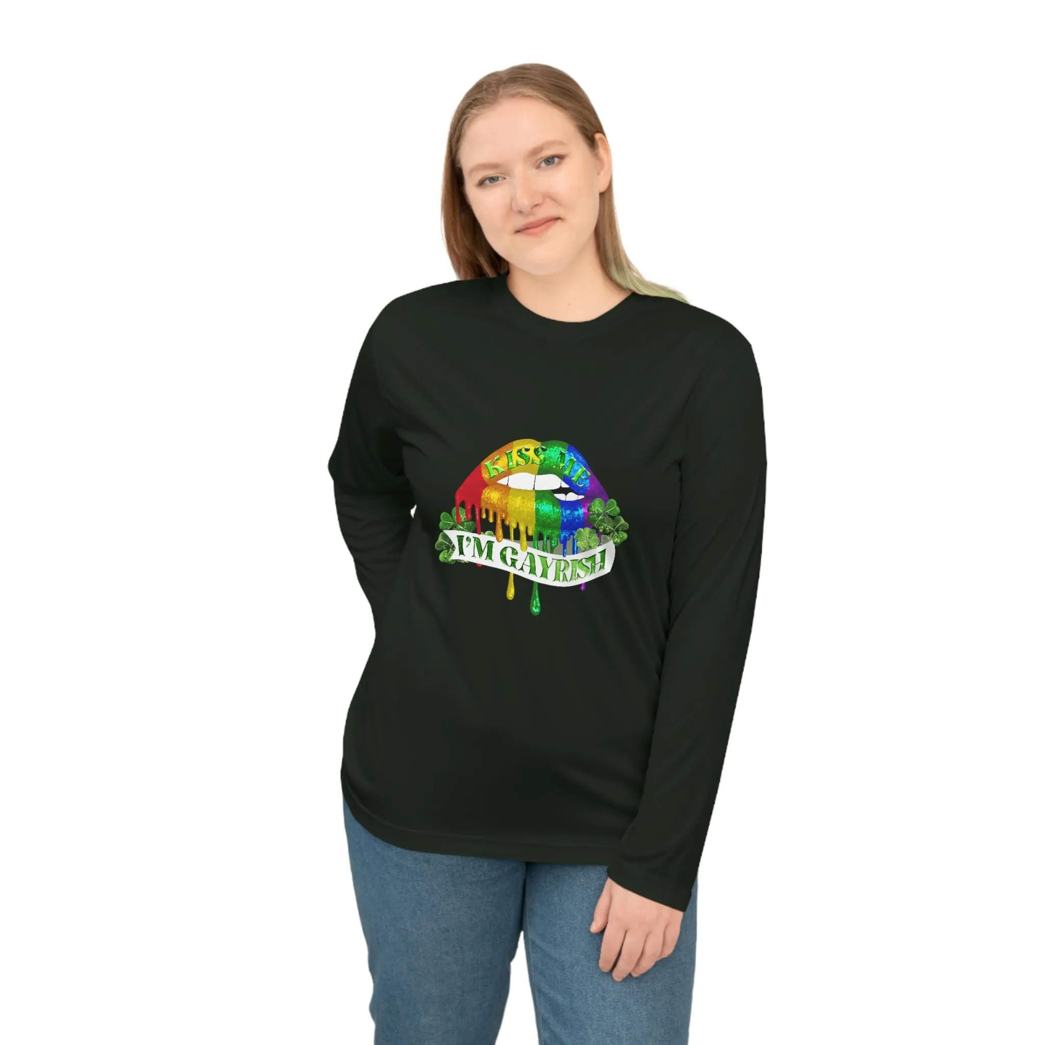 LGBTQ Pride Flag Unisex Performance Long Sleeve Shirt - Kiss Me I'm Gayrish