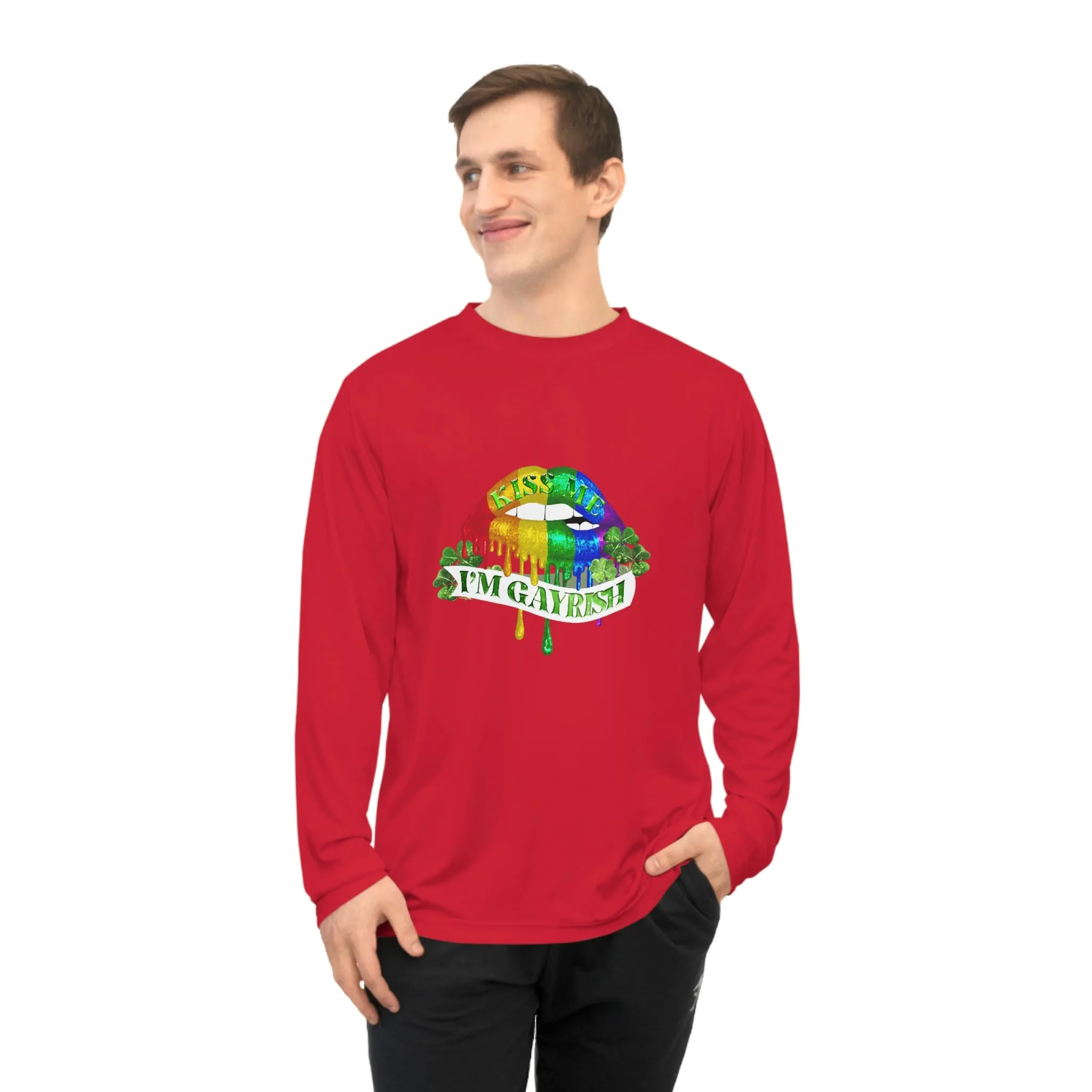 LGBTQ Pride Flag Unisex Performance Long Sleeve Shirt - Kiss Me I'm Gayrish