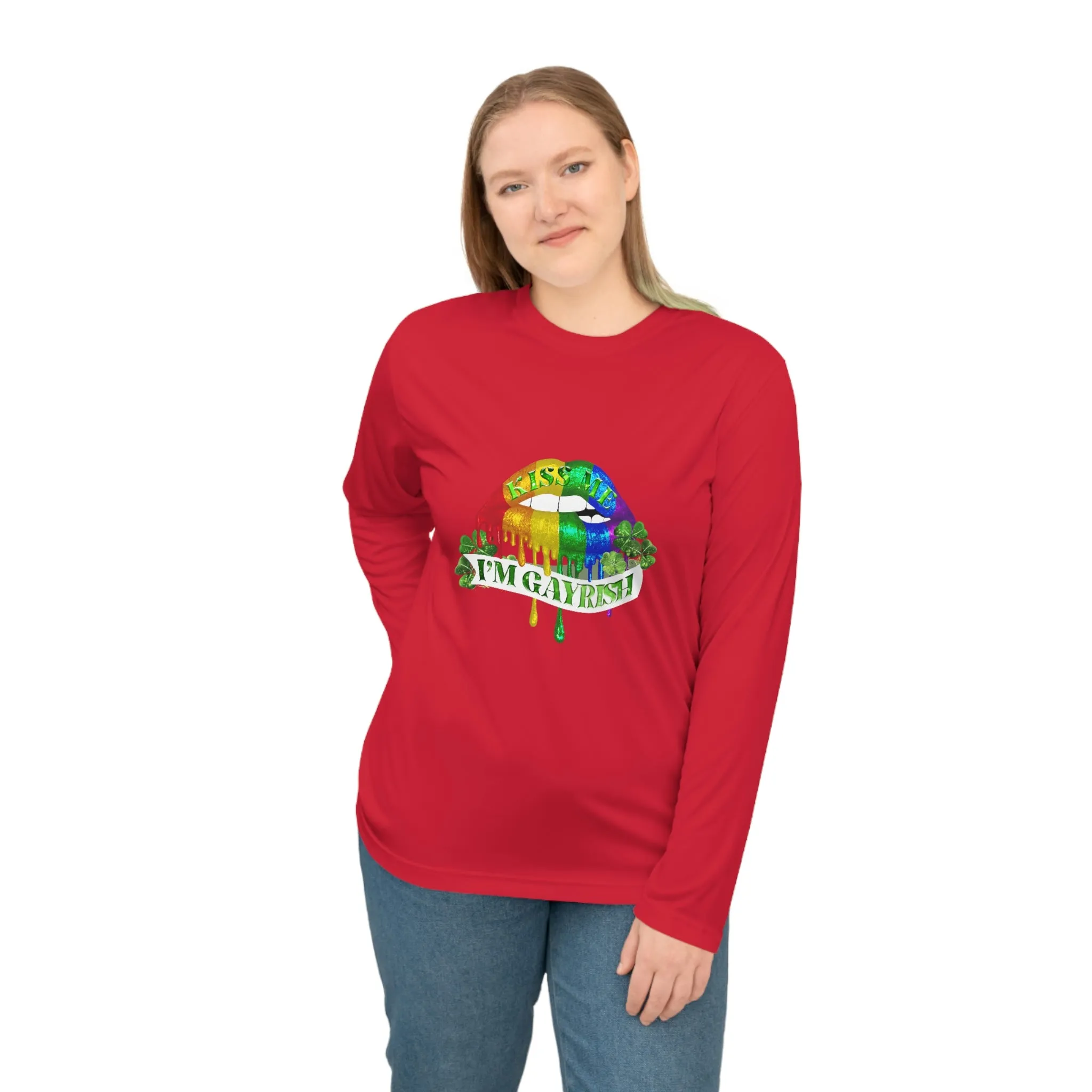 LGBTQ Pride Flag Unisex Performance Long Sleeve Shirt - Kiss Me I'm Gayrish