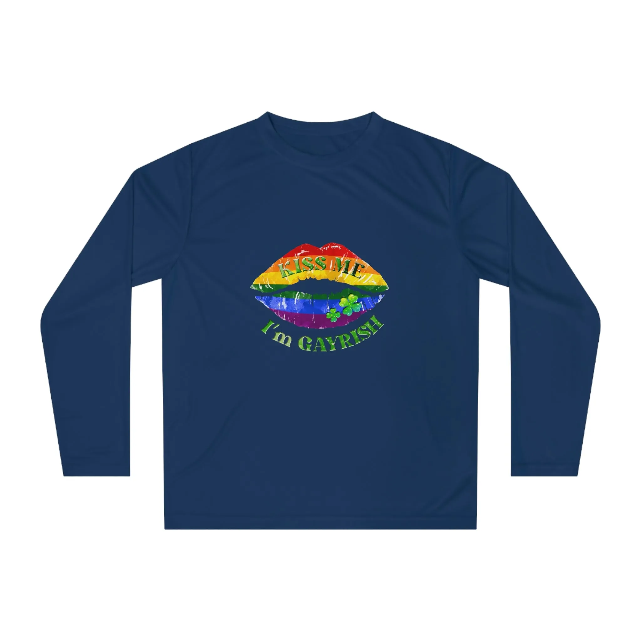 LGBTQ Pride Flag Unisex Performance Long Sleeve Shirt - Kiss Me