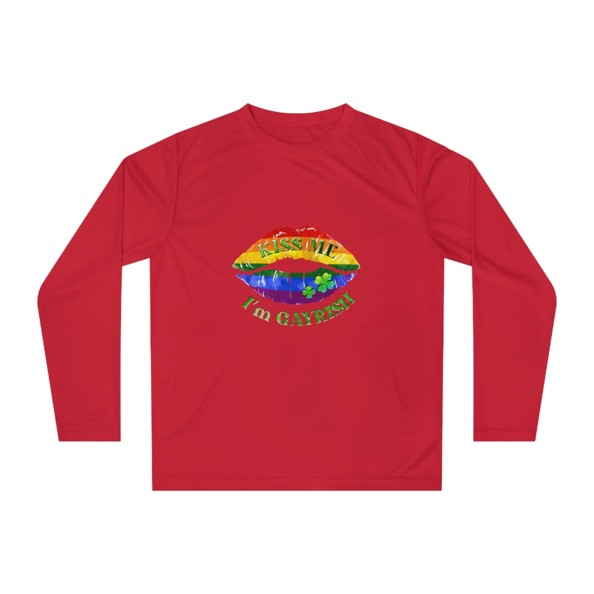 LGBTQ Pride Flag Unisex Performance Long Sleeve Shirt - Kiss Me