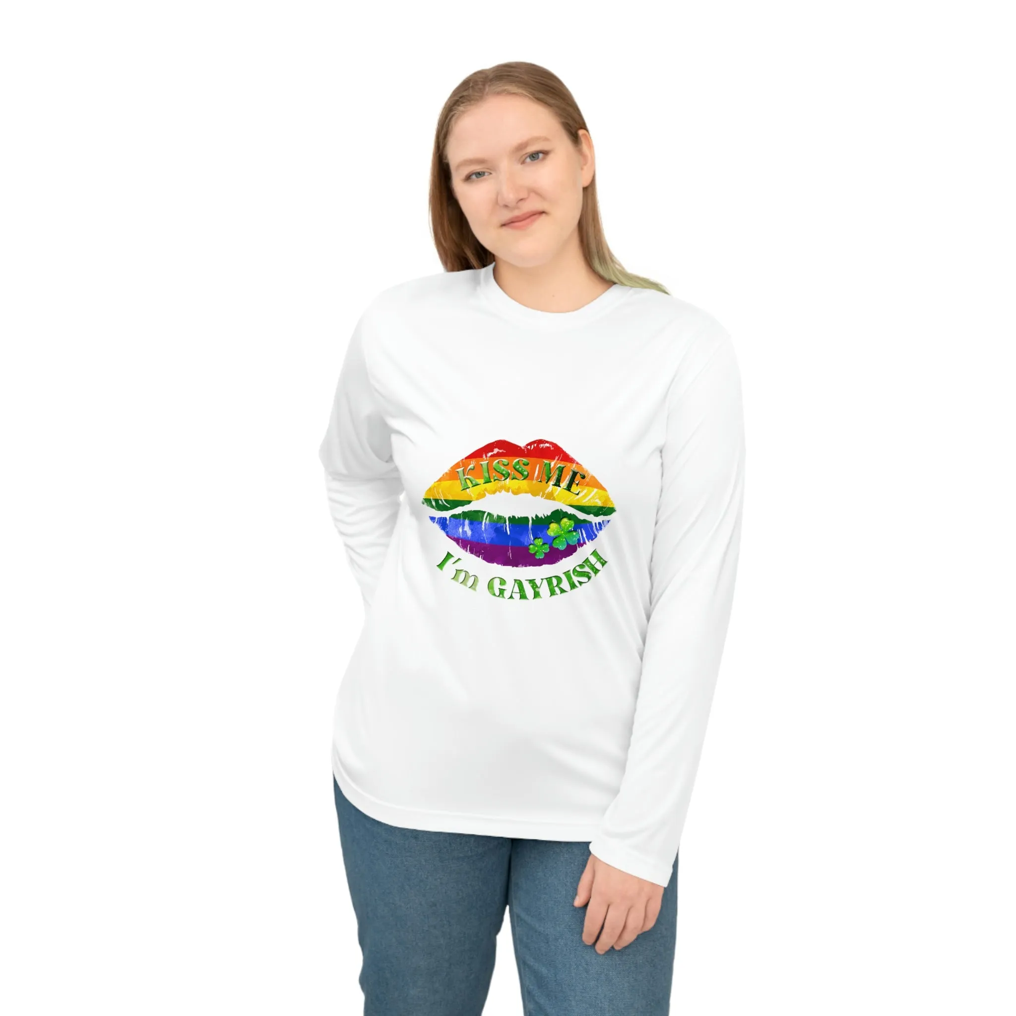 LGBTQ Pride Flag Unisex Performance Long Sleeve Shirt - Kiss Me