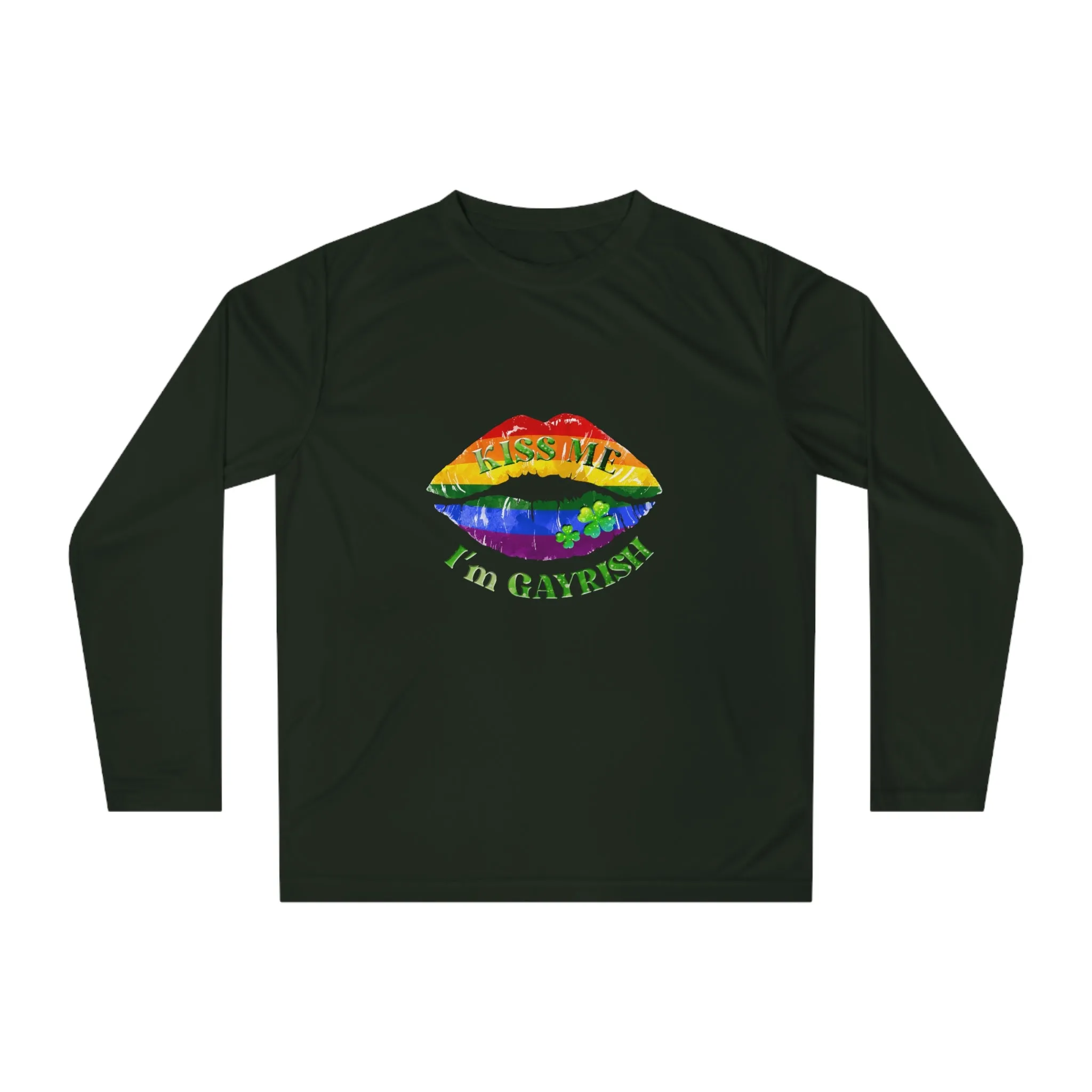 LGBTQ Pride Flag Unisex Performance Long Sleeve Shirt - Kiss Me