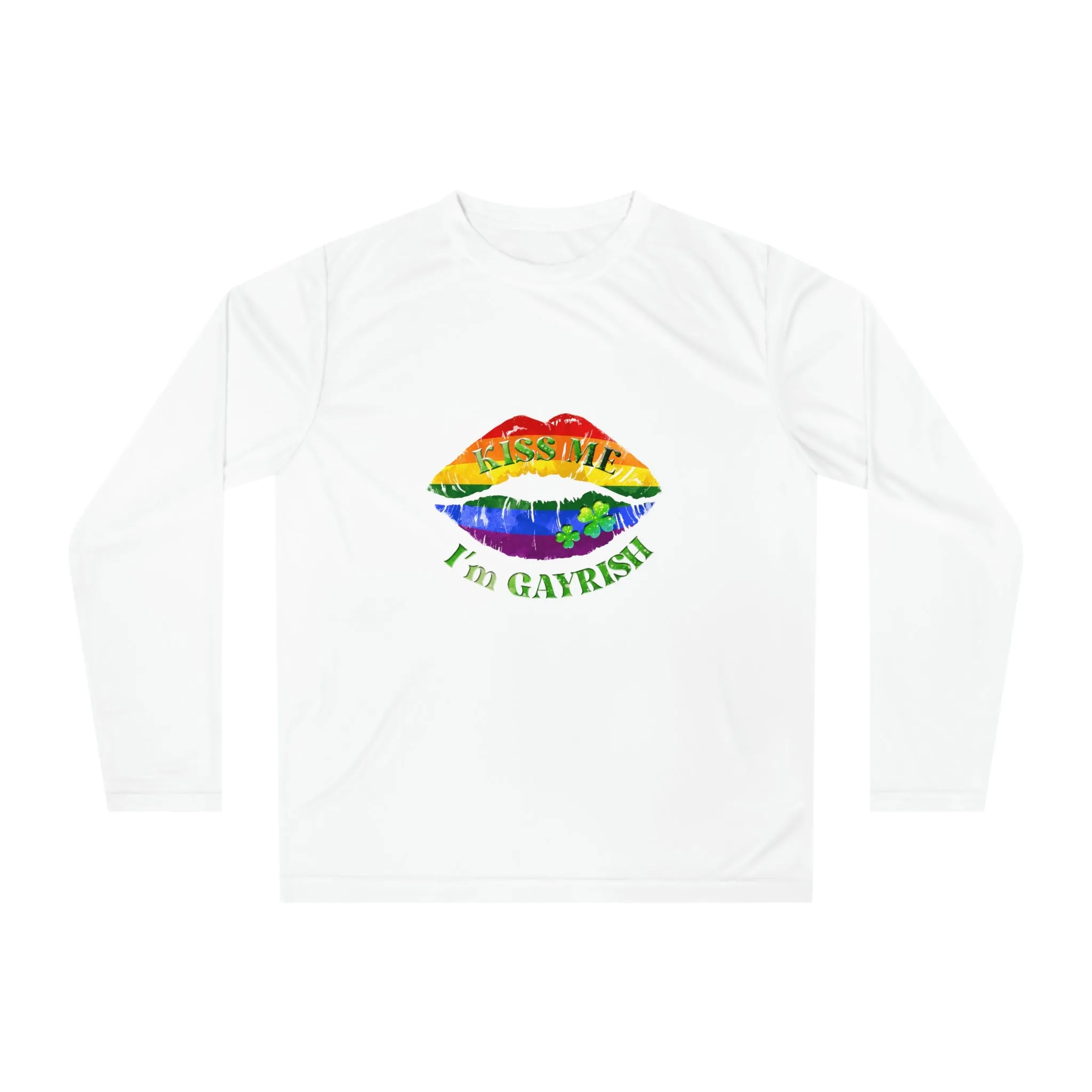 LGBTQ Pride Flag Unisex Performance Long Sleeve Shirt - Kiss Me