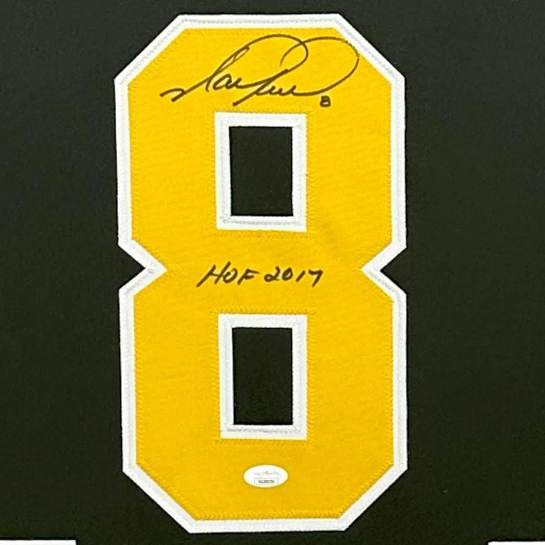 Mark Recchi Signed HOF Pittsburgh Black Custom Suede Matte Framed Hockey Jersey