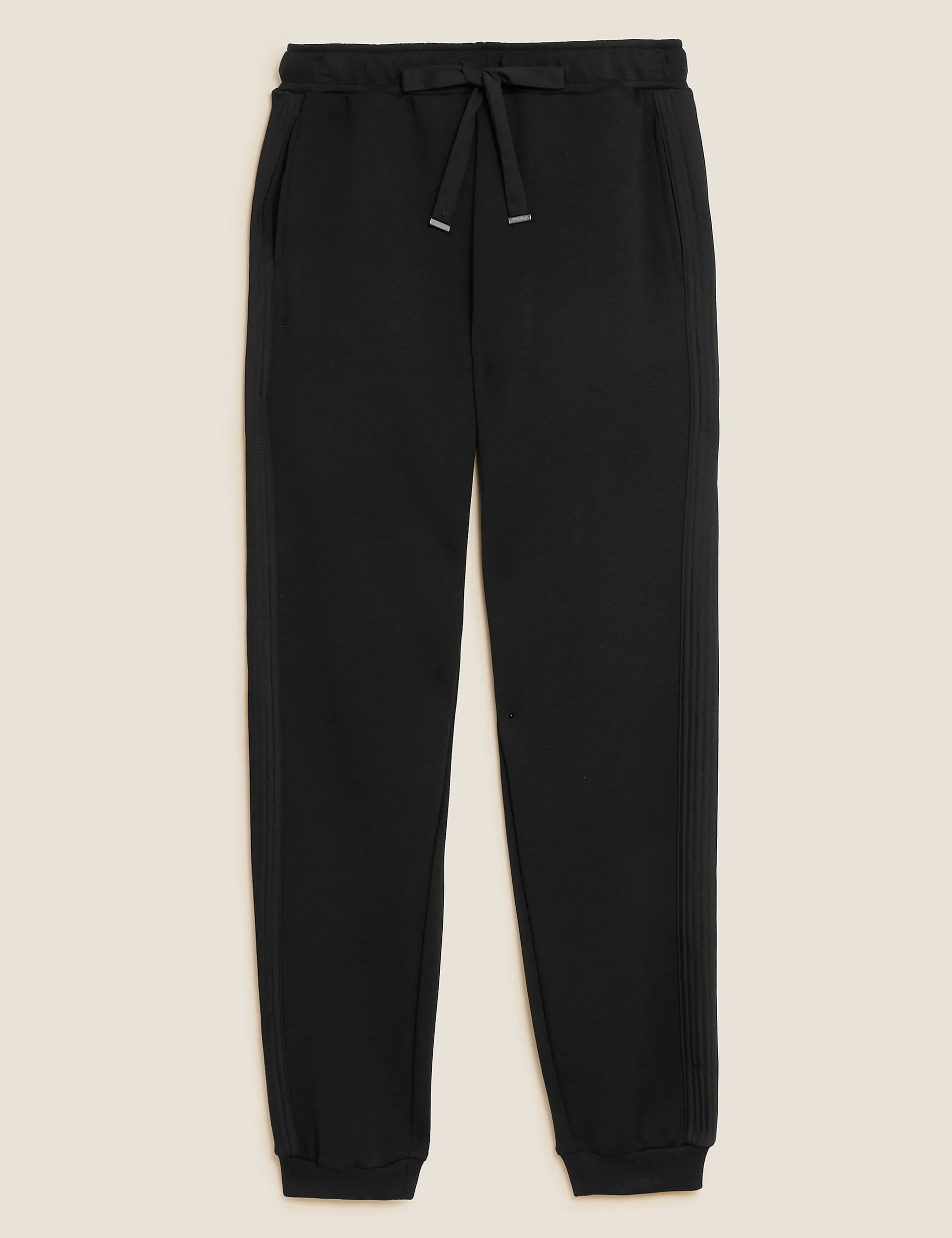 Marks & Spencer Tapered Joggers with Side Stripes, Black