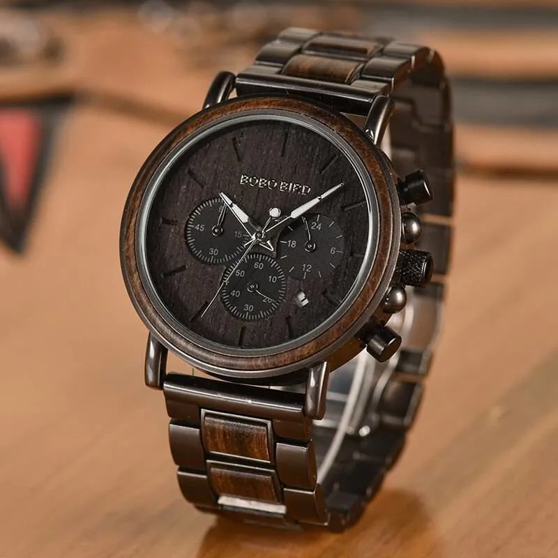 Men's Business Style Wood Decorated Watch