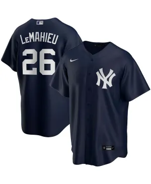 Men's dj lemahieu navy new york yankees t shirt with Nike alternate player replica jersey blue