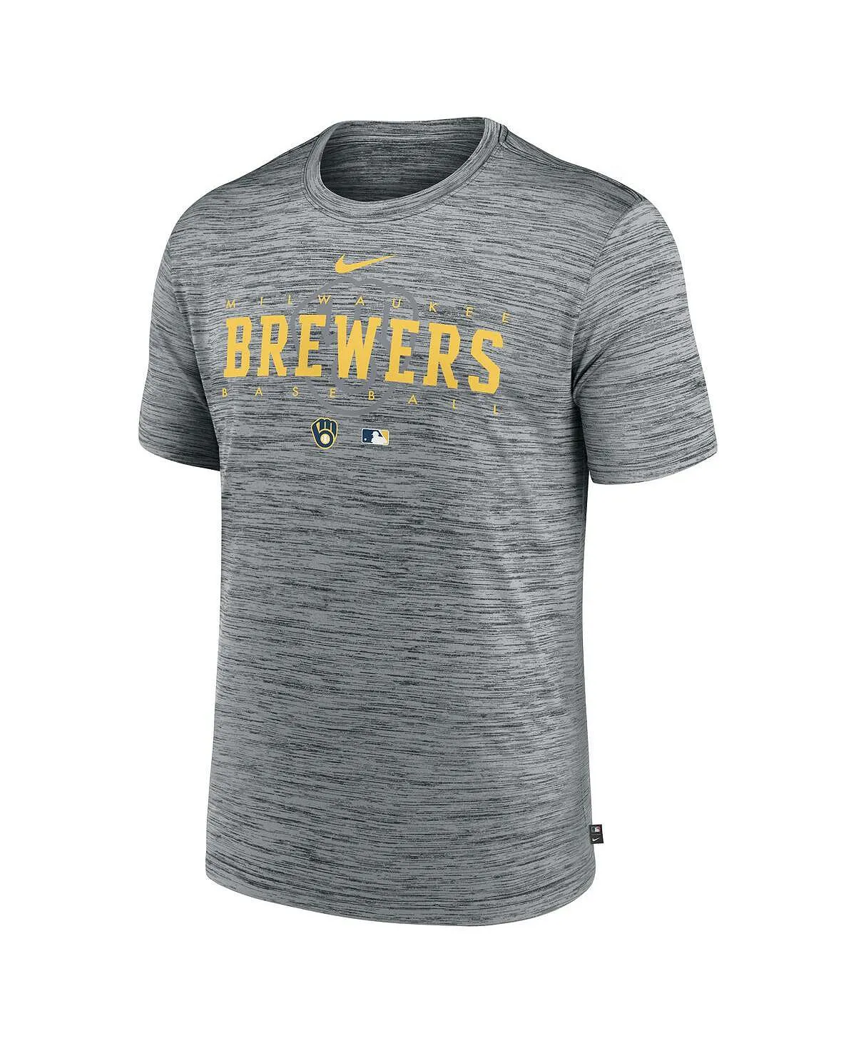 Men's Heather Gray Milwaukee Brewers Authentic Collection Velocity Performance Practice T-Shirt Nike