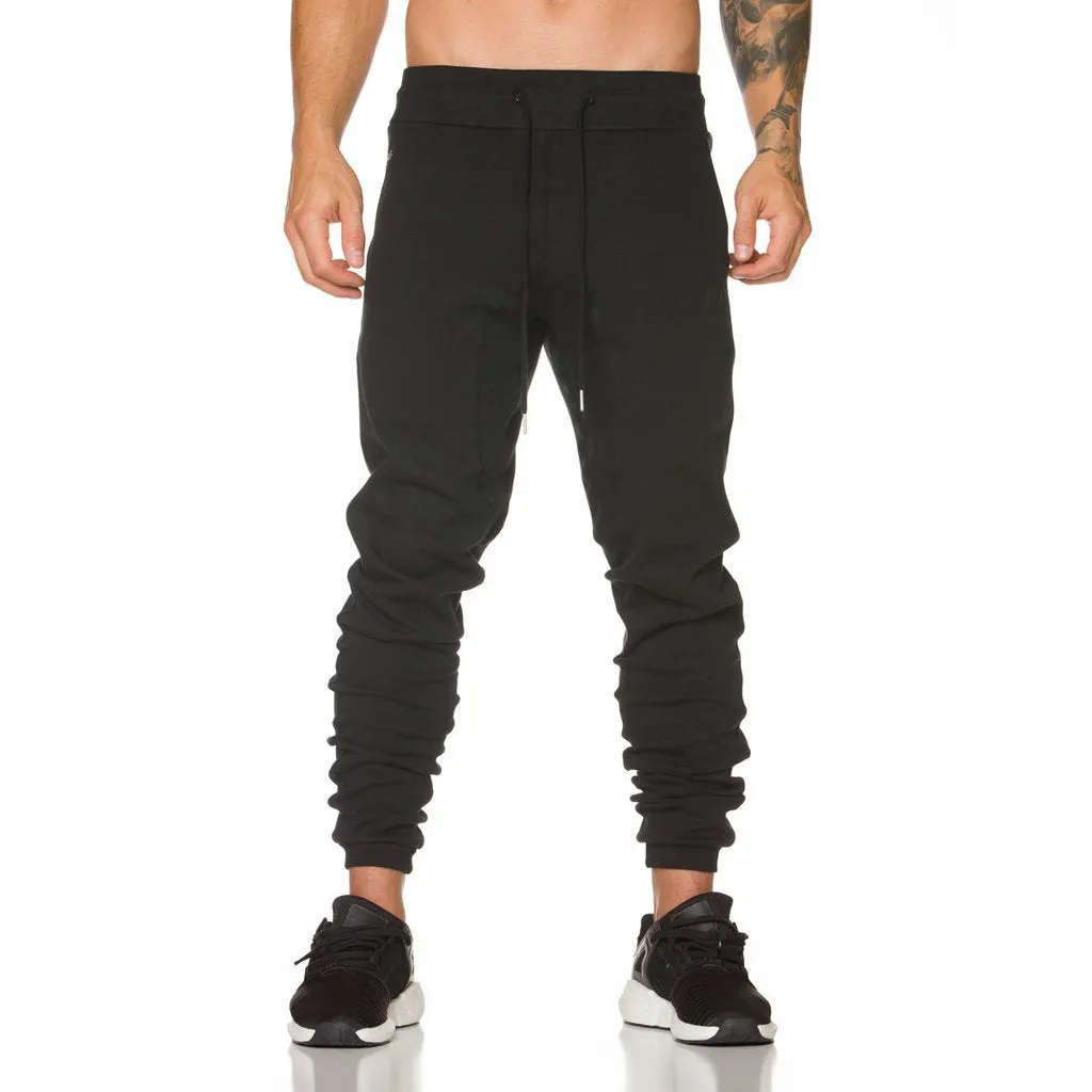 Men's pocket leather zipper track pants