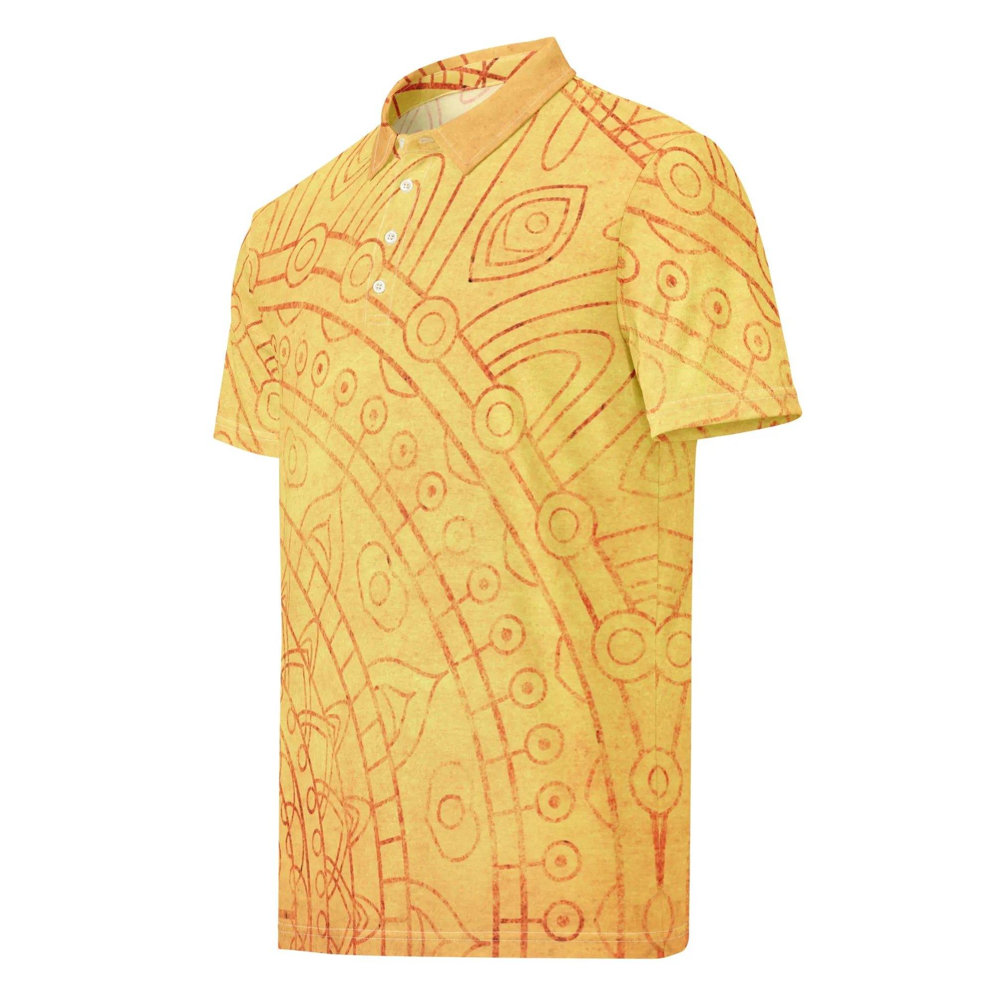 Men’s Slim Fit Polo Shirt Yellow Mandala, lioness-love