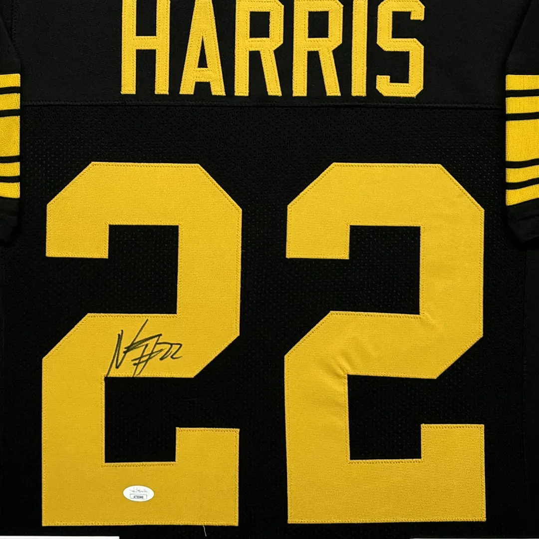 Najee Harris Signed Pittsburgh Black Custom Suede Matte Framed Football Jersey (JSA)