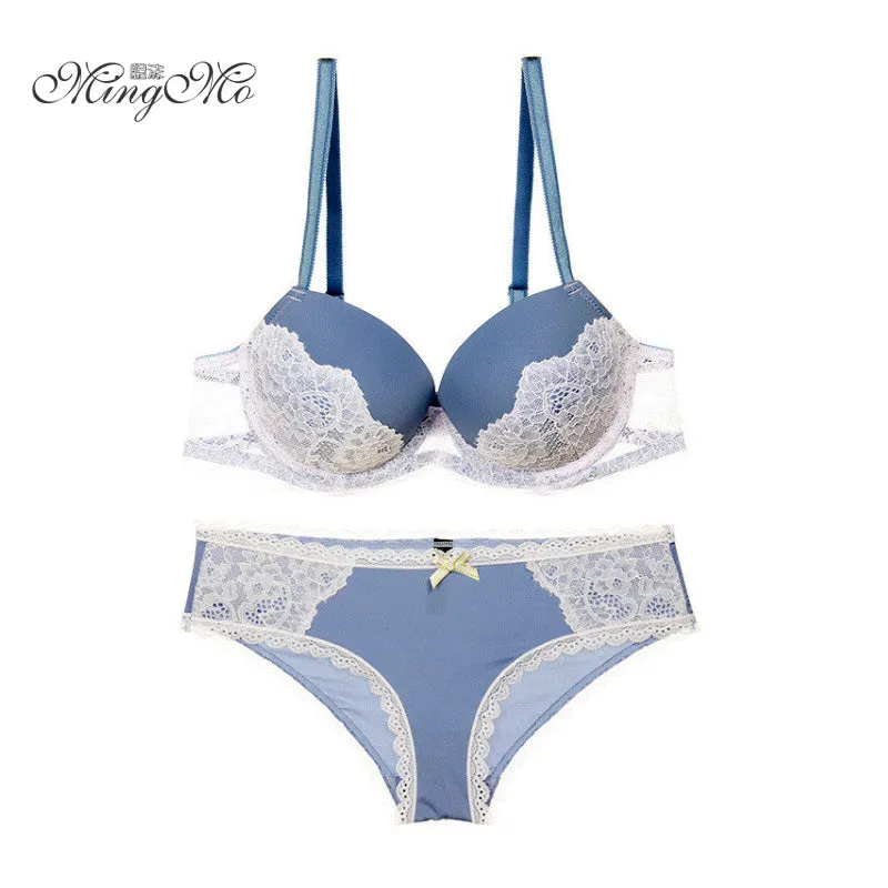 New spell color bra sexy lace bra sets sexy embroidery push up bra and panties for women underwear set size 70-85