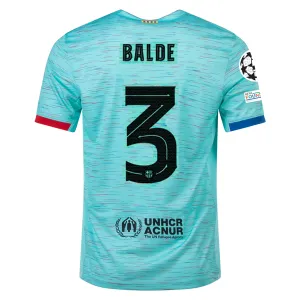 Nike Barcelona Alejandro Balde Third Jersey w/ Champions League Patches 23/24 (Light Aqua/Royal Blue)