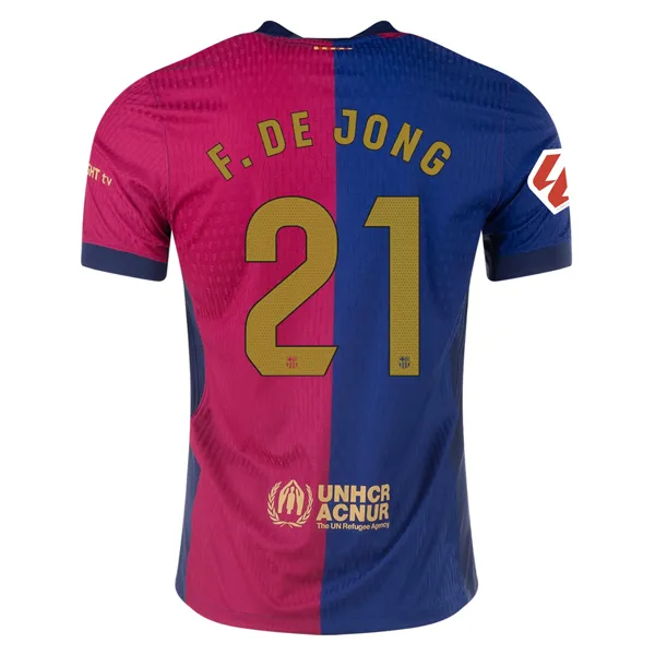 Nike Barcelona Authentic Frenkie De Jong Home Jersey w/ La Liga Patch 24/25 (Royal/Nobel Red/Club Gold)