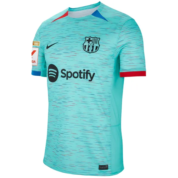 Nike Barcelona Marcos Alonso Third Jersey w/ La Liga Champion Patches 23/24 (Light Aqua/Royal Blue)