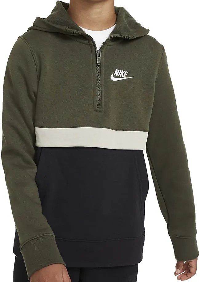 Nike Junior Sportswear Club Half Zip Cargo Khaki Black