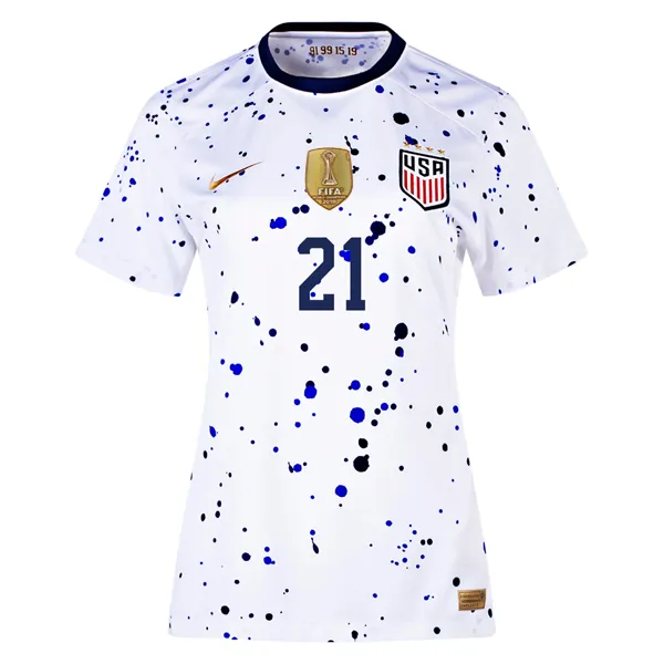 Nike Womens United States Adrianna Franch 4 Star Home Jersey 23/24 w/ 2019 World Cup Champion Patch (White/Loyal Blue)