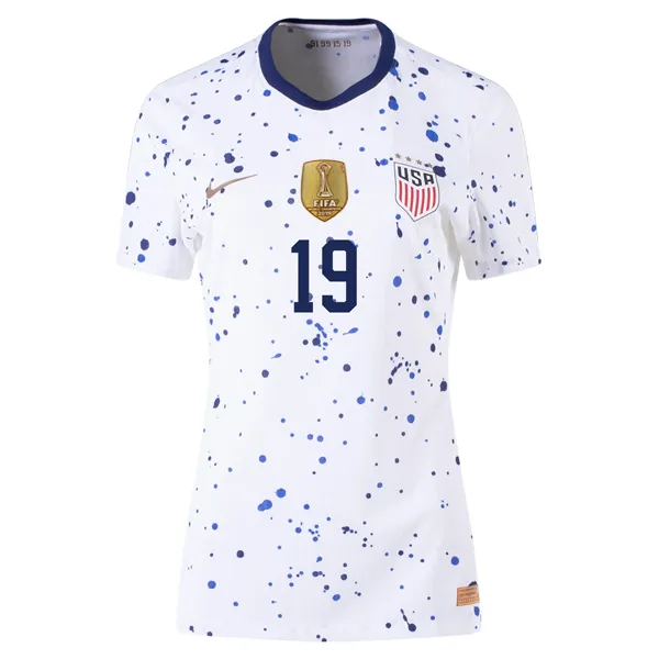 Nike Womens United States Crystal Dunn 4 Star Authentic Match Home Jersey 23/24 w/ 2019 World Cup Champions Patch (White/Loyal Blue)