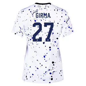 Nike Womens United States Naomi Girma 4 Star Home Jersey 23/24 w/ 2019 World Cup Champion Patch (White/Loyal Blue)