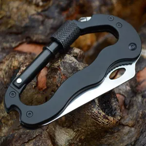 Outdoor Multi-function EDC Tool 5 in 1 With Knife Screwdriver Aluminum Climbing Carabiner Hook Gear Multi Tool Buckle Rock Lock