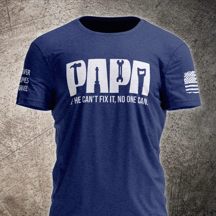 Papa If He Can't Fix It No One Can Shirt, Custom Papa And Kids, Father's Day Gift T-Shirt