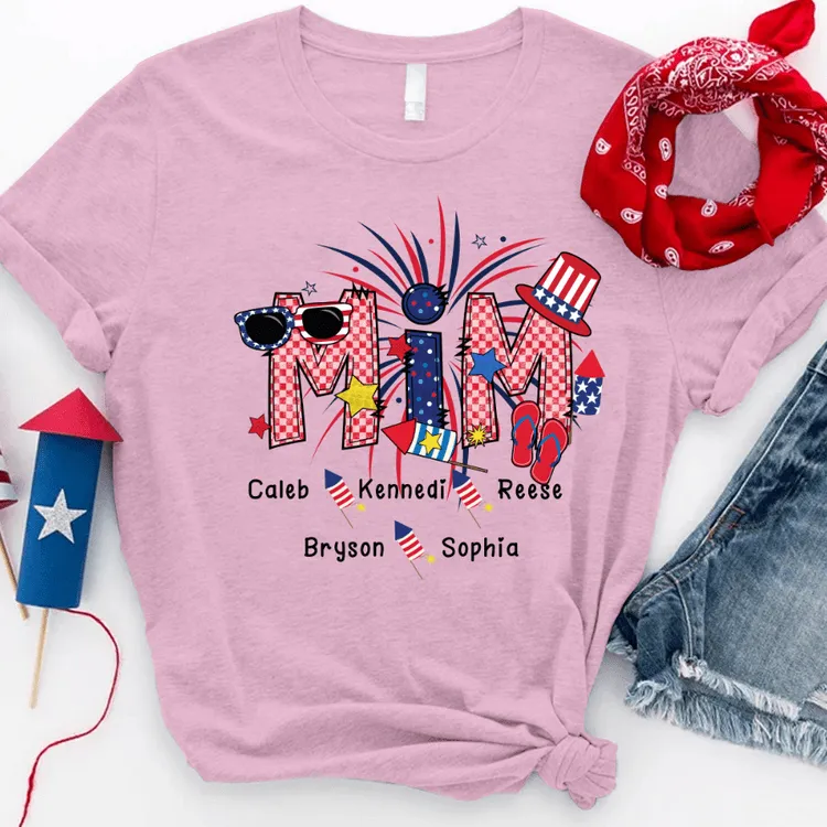 Personalized 4th of July Grandma Shirt, Patriotic Doodle Nana Shirt, Mimi Shirt for Grandma