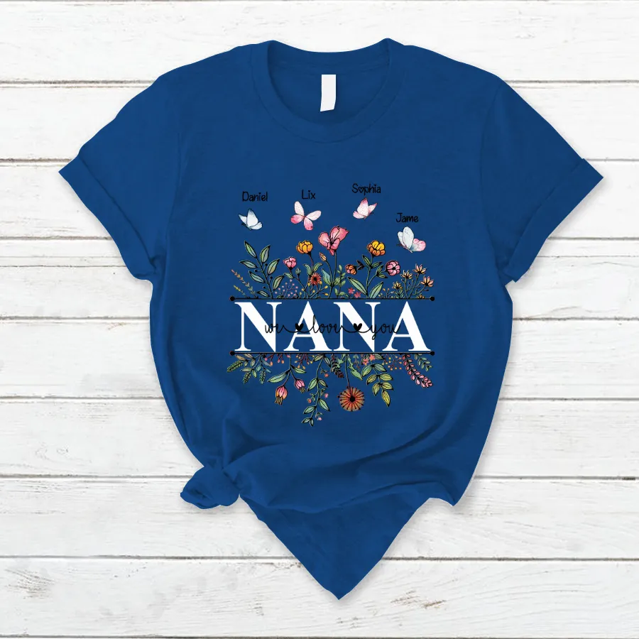 Personalized Grandma Flower We Love You T Shirt