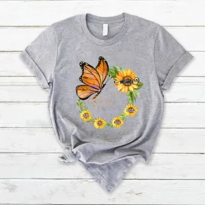 Personalized Grandma With Grandkids Sunflower T Shirt