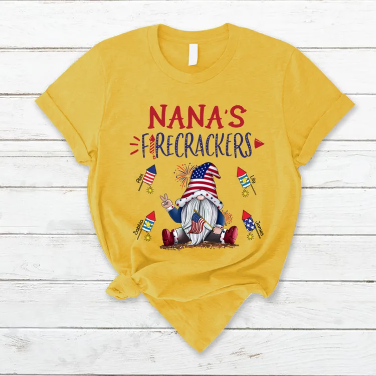 Personalized Grandma's Gnome Firecrackers Gnomes 4th Of July T-Shirt