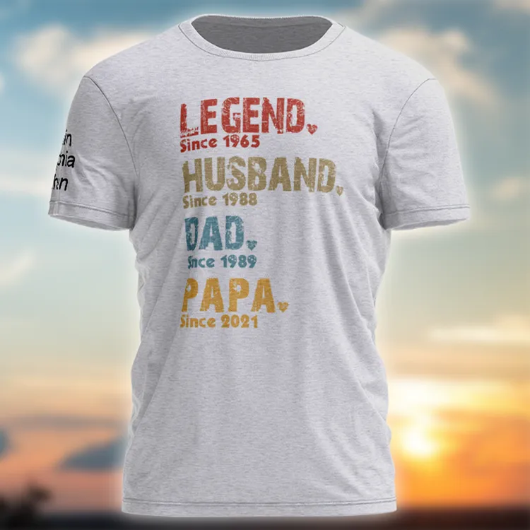 Personalized Legend husband dad papa since T-shirt, Perfect Gift for Papa from Son and Daughter