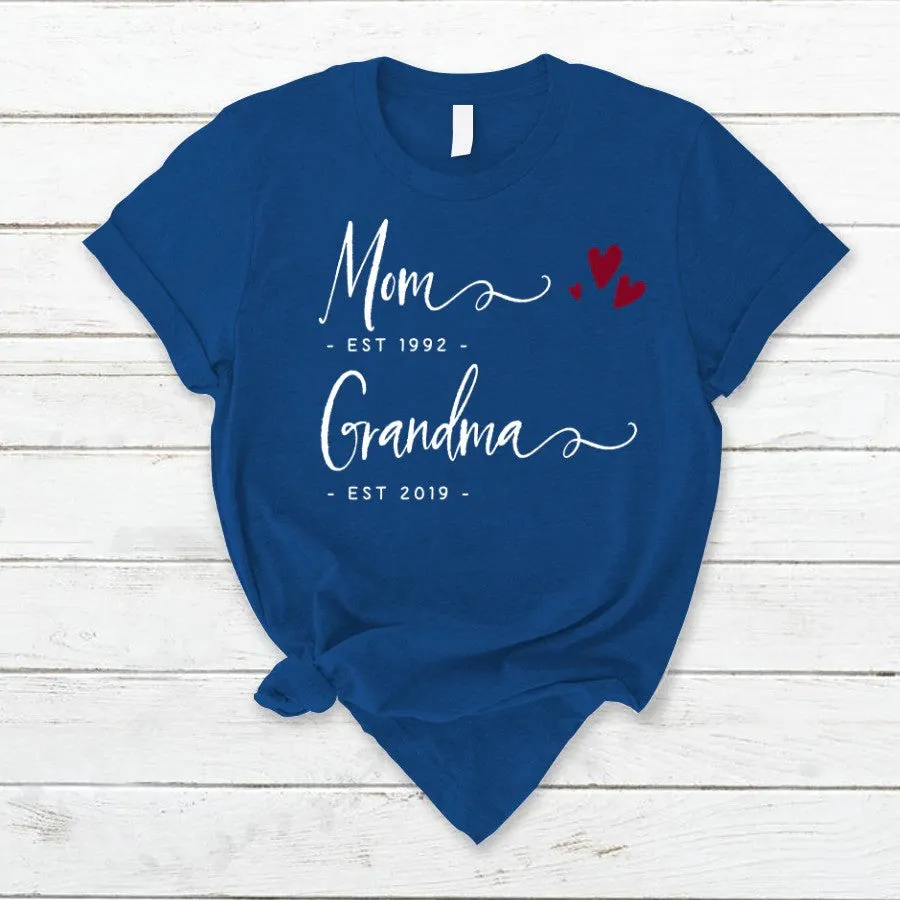 Personalized Mom EST Grandma EST Mother's Day T Shirt