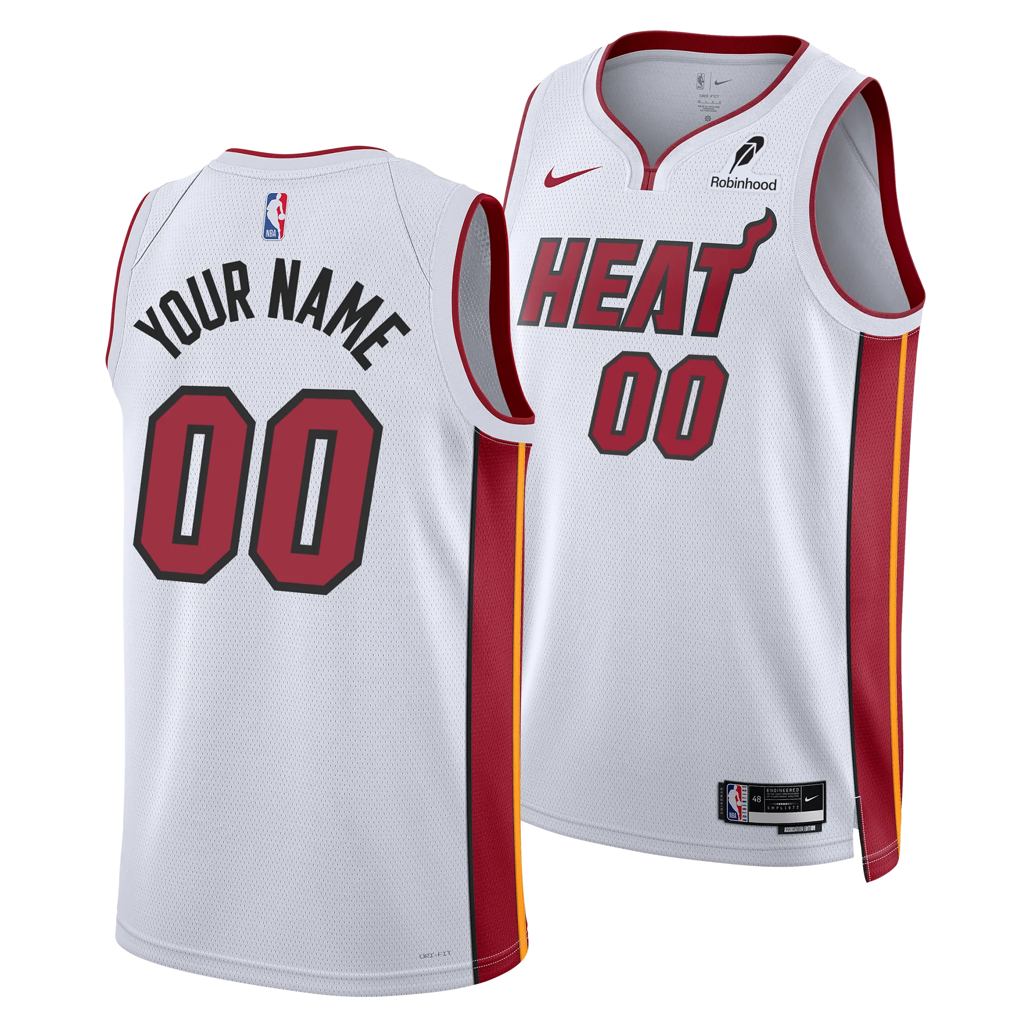 Personalized Nike Miami HEAT Association White Youth Swingman Jersey