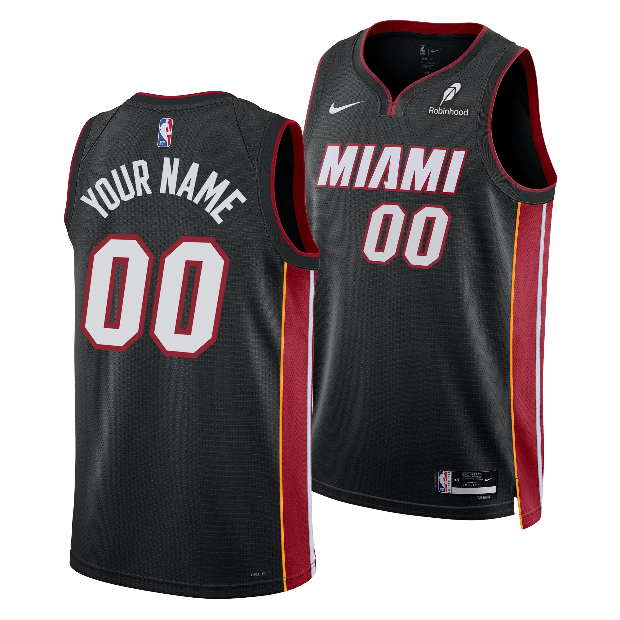 Personalized Nike Miami HEAT Icon Black Youth Swingman Jersey