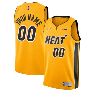 Personalized Nike Miami HEAT Trophy Gold Swingman Jersey