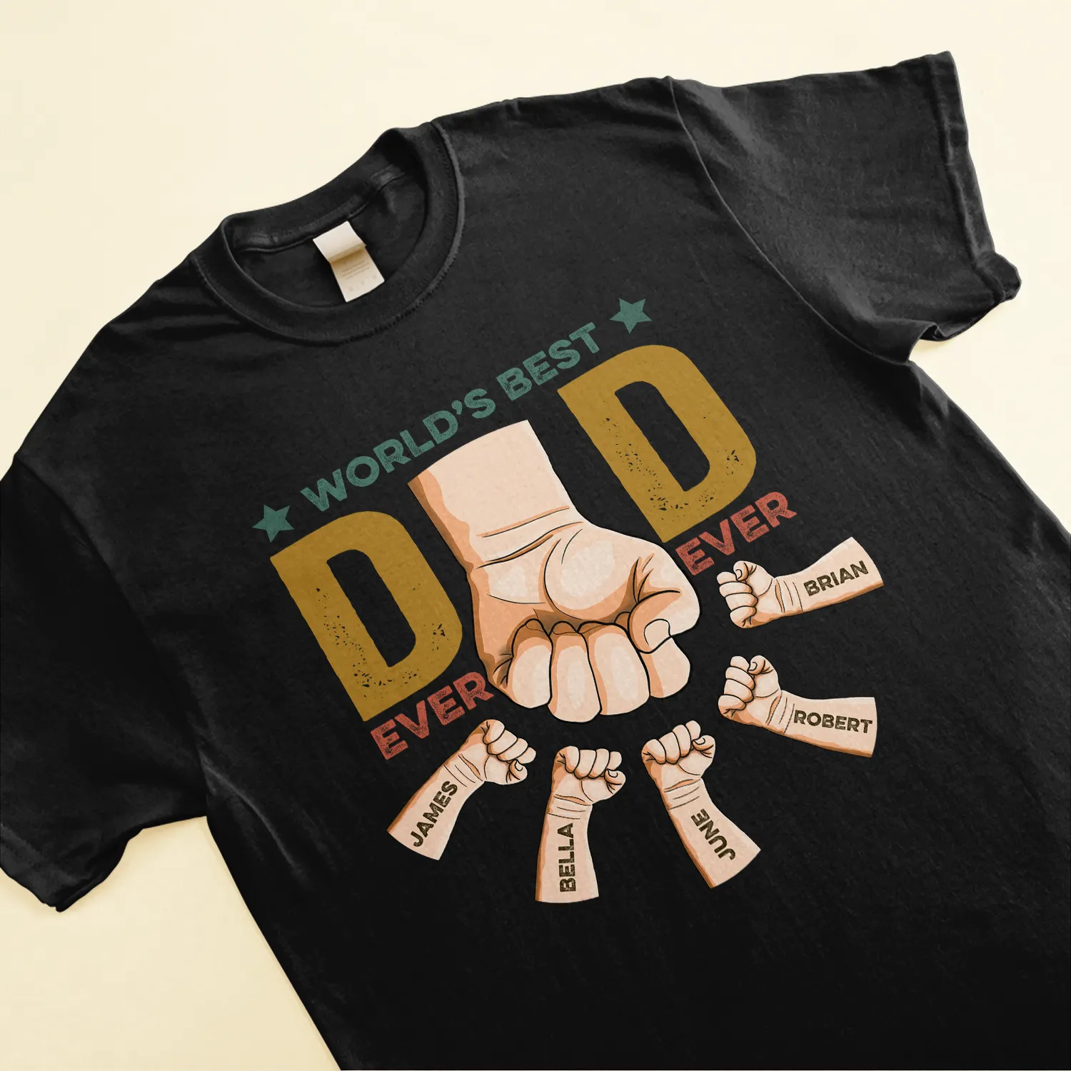 Personalized World's Best Dad Ever Ever T Shirt, First Bump Hand Papa and Son Daughter