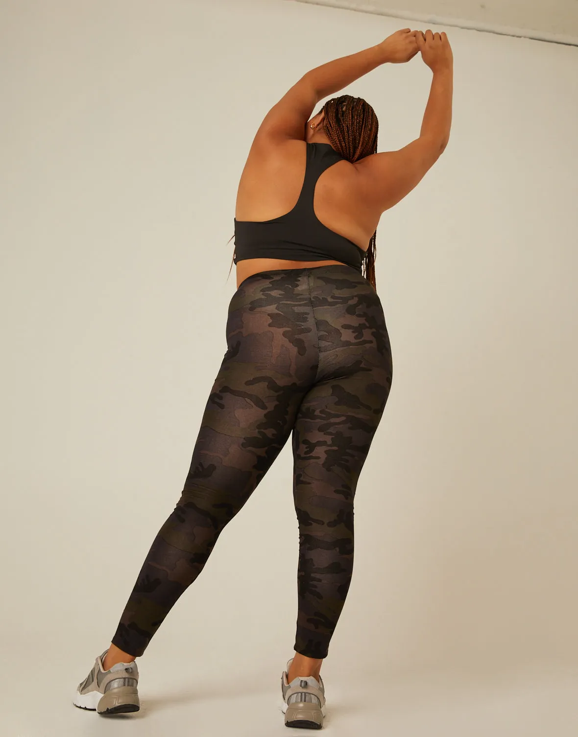 Plus Size Camo Elastic Waist Leggings