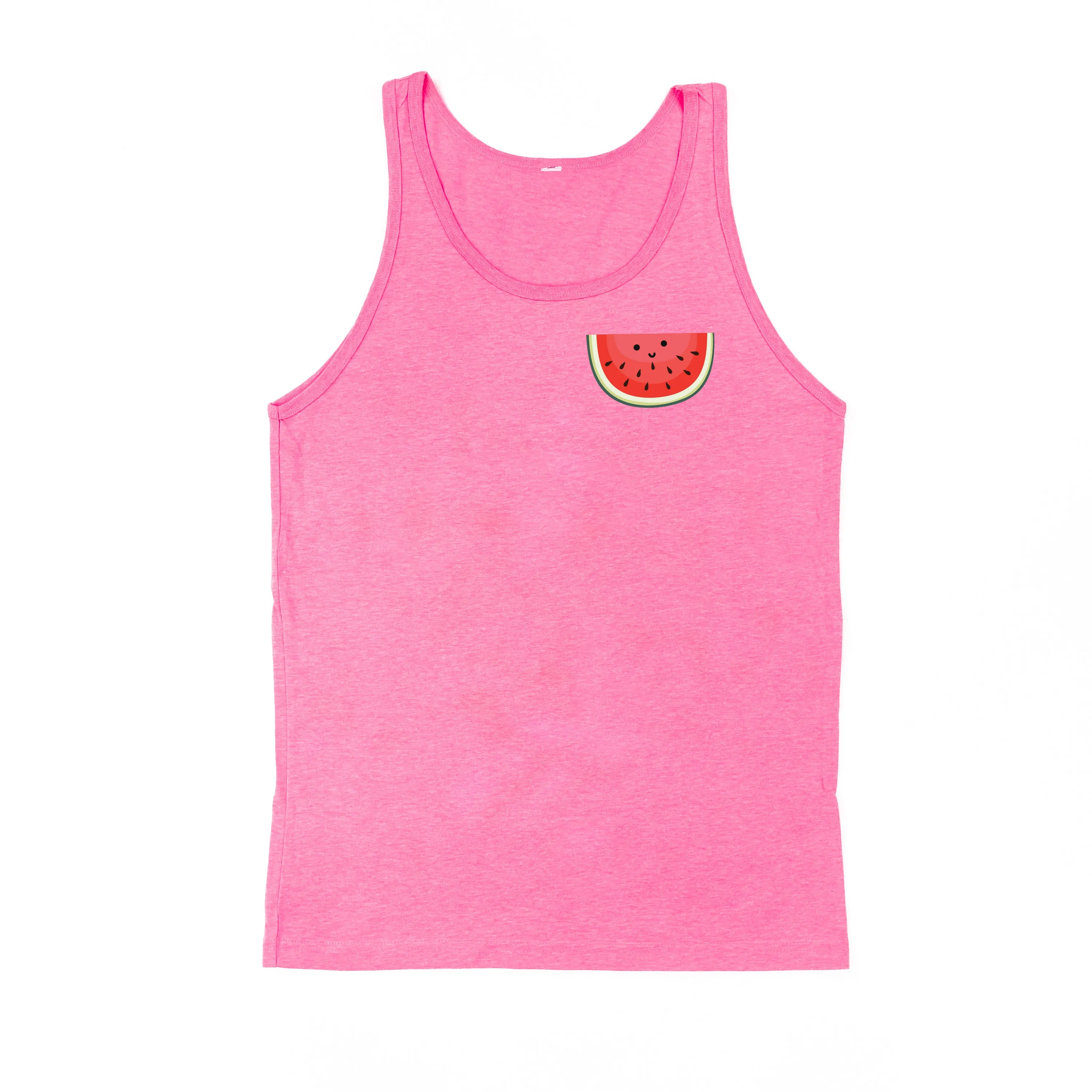 Pocket Fruit (Front) w/ Group of Smiley Fruit (Back) - Unisex Jersey Tank