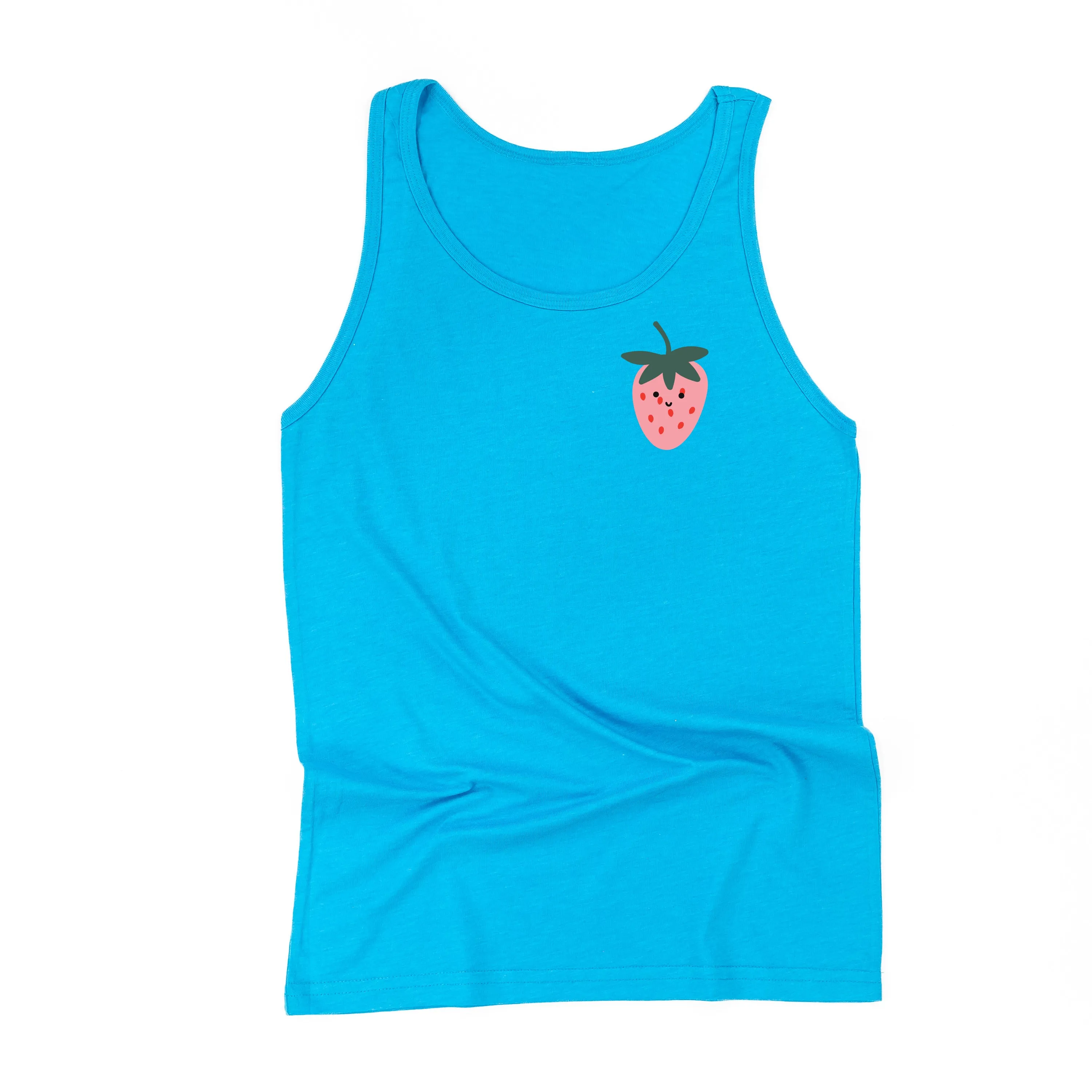 Pocket Fruit (Front) w/ Group of Smiley Fruit (Back) - Unisex Jersey Tank