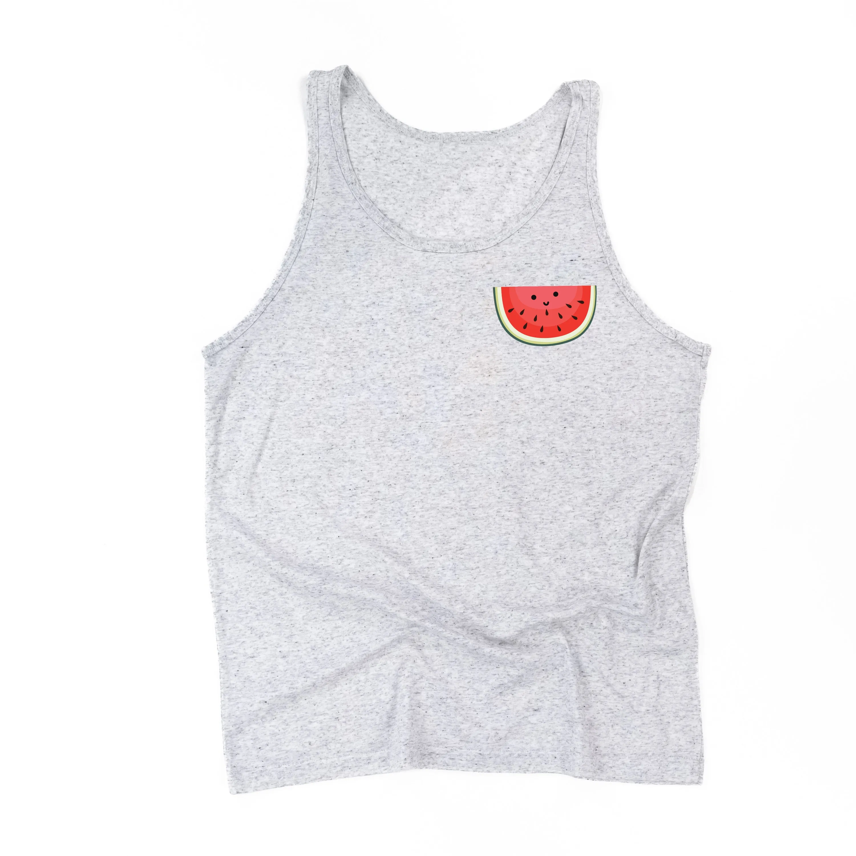 Pocket Fruit (Front) w/ Group of Smiley Fruit (Back) - Unisex Jersey Tank