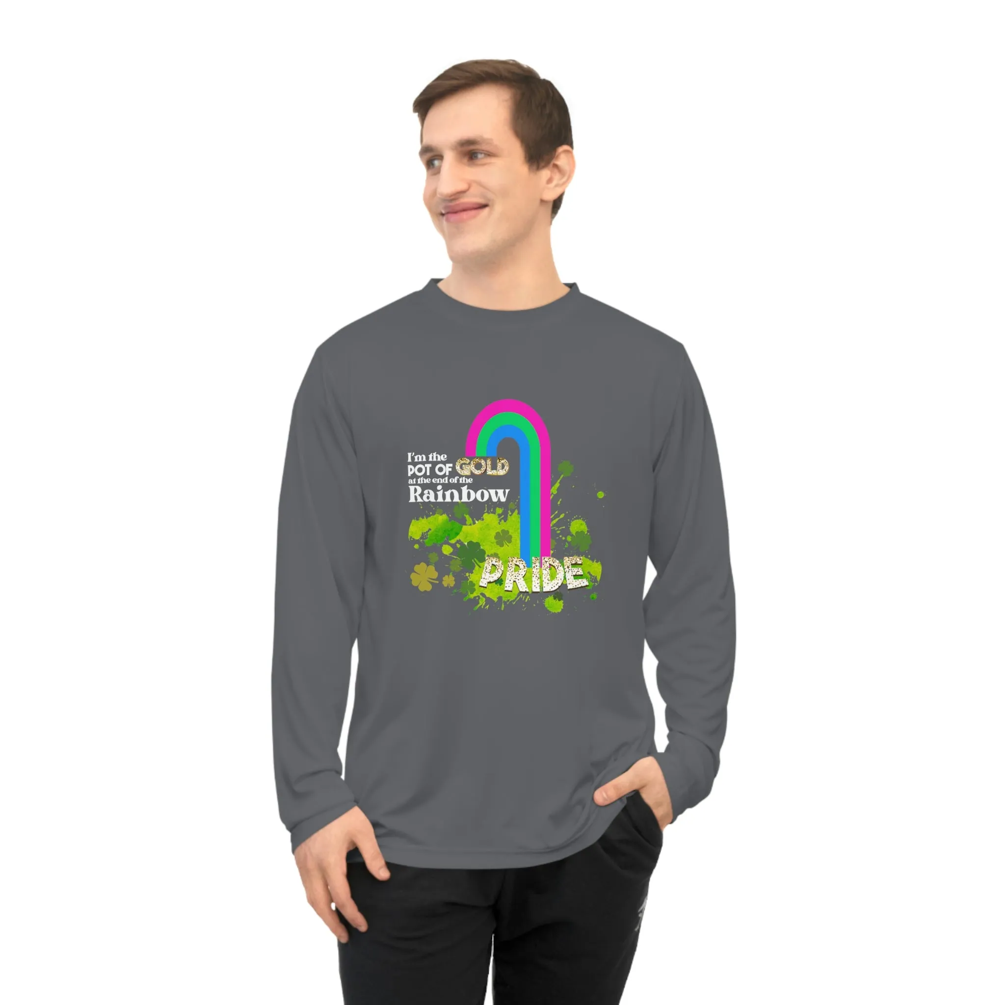 Polysexual Flag Unisex Performance Long Sleeve Shirt - Pot of Gold at the End of My Rainbow