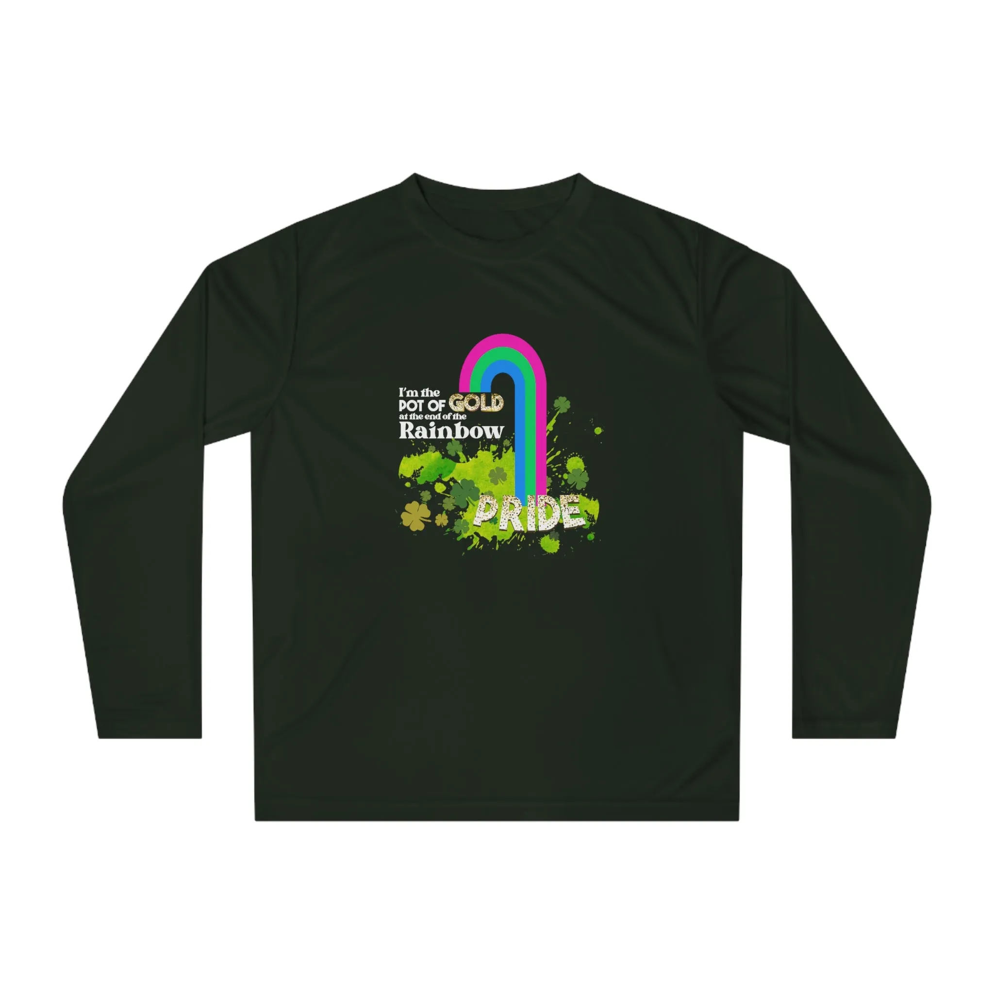 Polysexual Flag Unisex Performance Long Sleeve Shirt - Pot of Gold at the End of My Rainbow