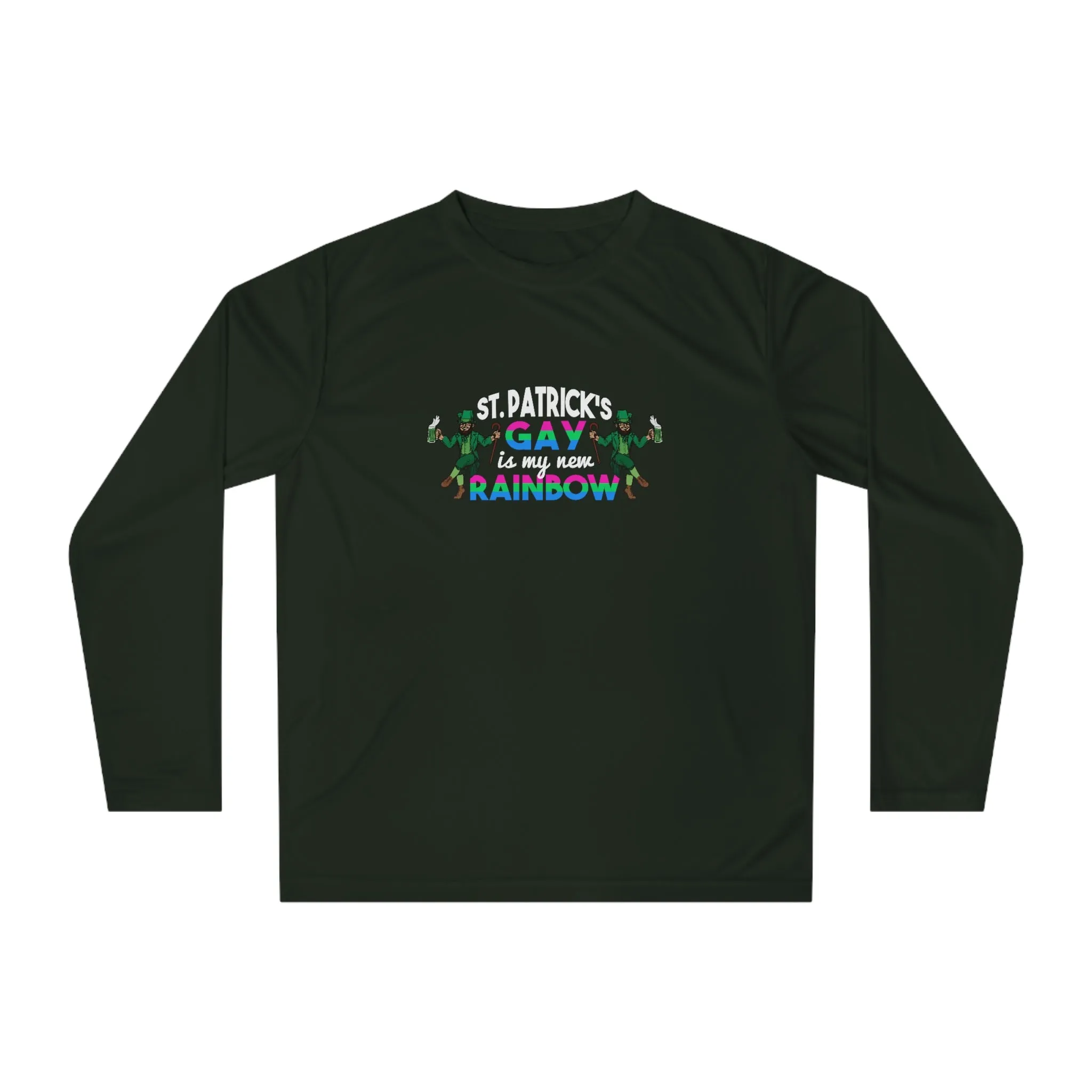 Polysexual Flag Unisex Performance Long Sleeve Shirt - Saint Patrick's Gay is My New Rainbow