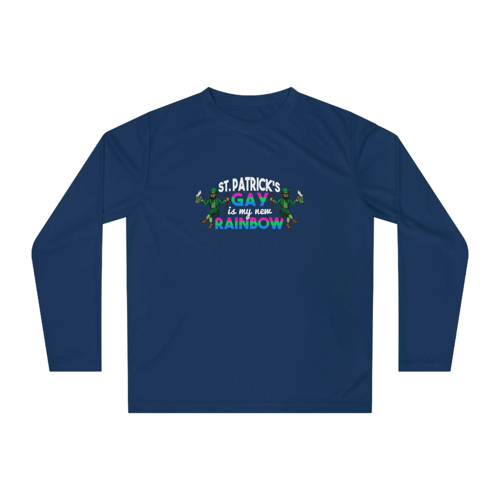 Polysexual Flag Unisex Performance Long Sleeve Shirt - Saint Patrick's Gay is My New Rainbow